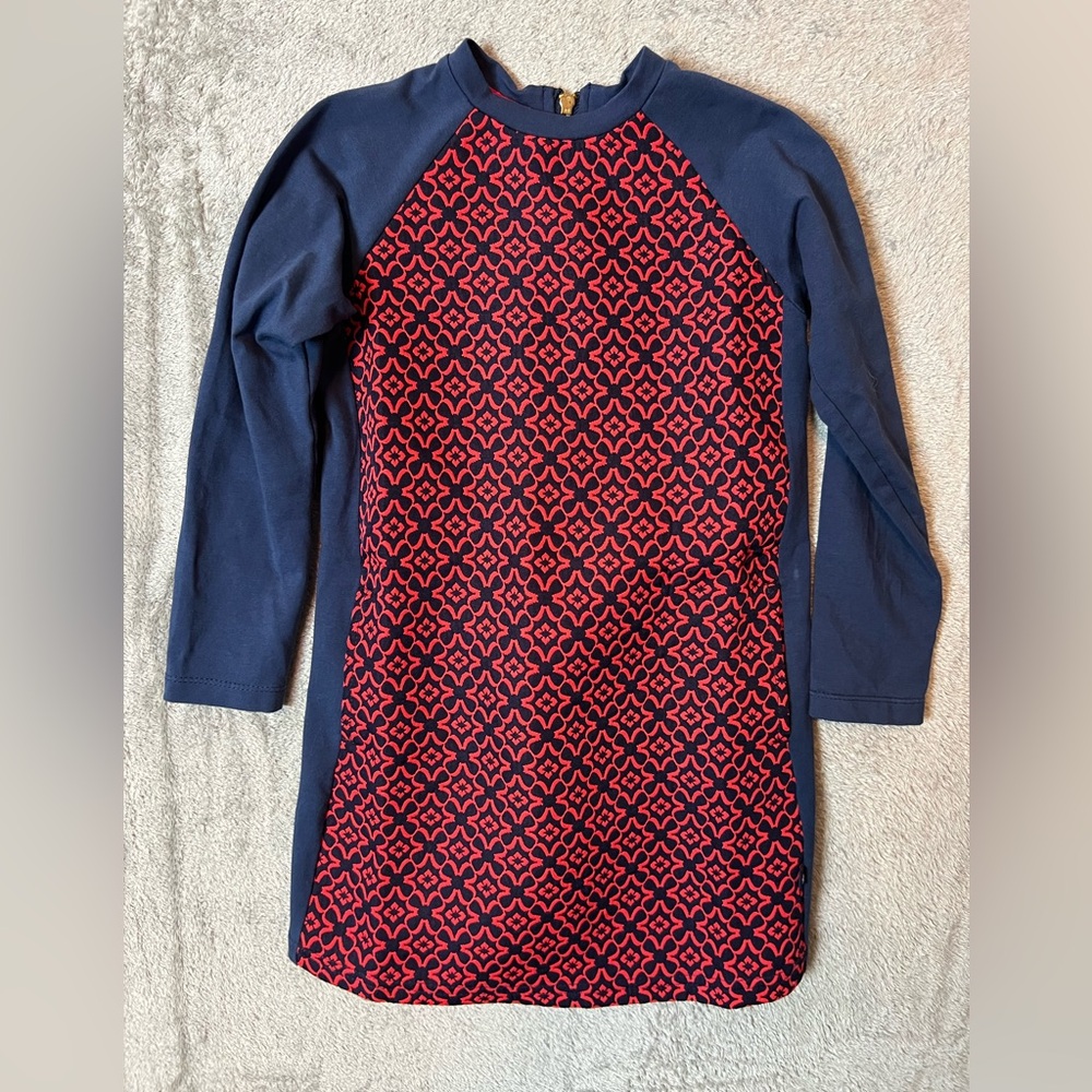 TOOBYDOO Girls Long Sleeve Sz 4Y Dress Red Blue Exposed Back Zipper EUC - Picture 3 of 6